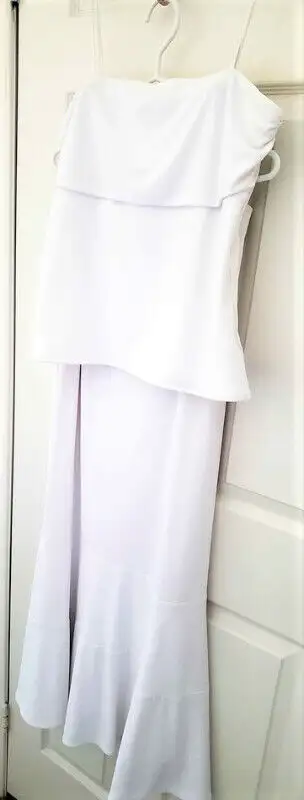 NEW Long Skirt Tank Top Set White Sexy Fitted Stretch Size Large, View more