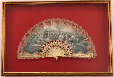 19th Century Antique Victorian Fan- Framed in Vintage Shadow Box, View more