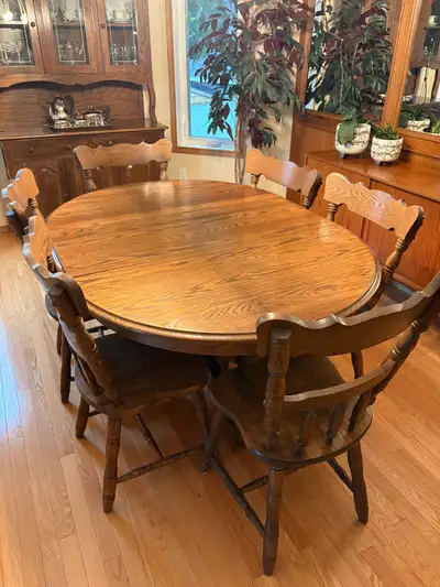 Dining Room Table, 6 Chairs and Hutch, View more