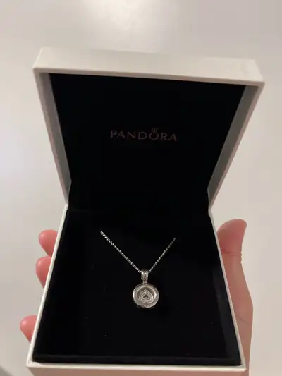 Pandora silver necklace - floating heart locket pendant