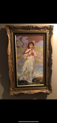 Collection of vintage framed needlepoint