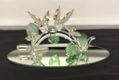 Glass Birds on Mirror Figurine, View more