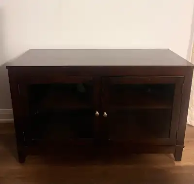 Modern Espresso TV Stand / Media Console with Glass Doors, View more