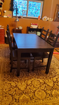 DINING TABLE and FOUR CHAIRS