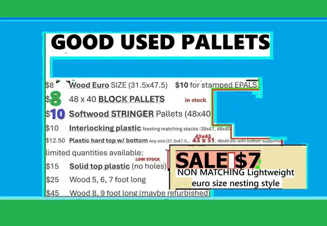 READY NOW TO THE PUBLIC COME SEE ERICA for used pallet needs in Tool Storage & Benches in Mississauga / Peel Region - Image 8