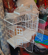 Antique Victorian-Style White Bird Cage
