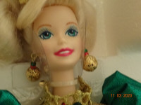 Barbie 1995  PORCELAIN  Christmas Doll,nrfb,Holiday Jewel