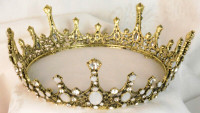 Opulent MINT Bronze Crystal & Opal Georgina Wedding Bridal Crown