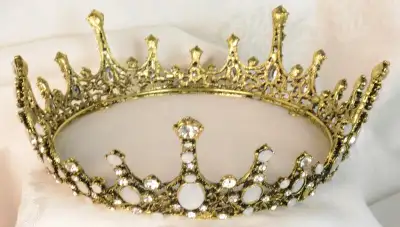 Opulent MINT Bronze Crystal & Opal Georgina Wedding Bridal Crown, View more