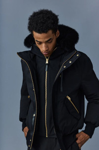 Mackage Dixon Bomber Jacket - Black w/ gold trim