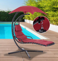 Outsunny Swing Chair / hammock with Stand and Canopy, Wine Red 