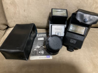 Accessories for Canon SLR camera.