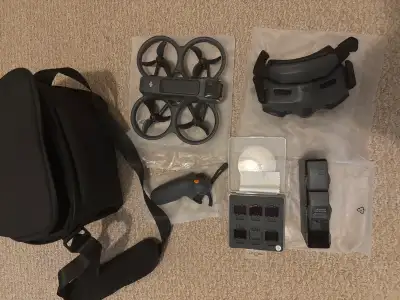 Excellent condition. Brand new. No issues at all. DJI avata 2 with 3 batteries, a charging station,...