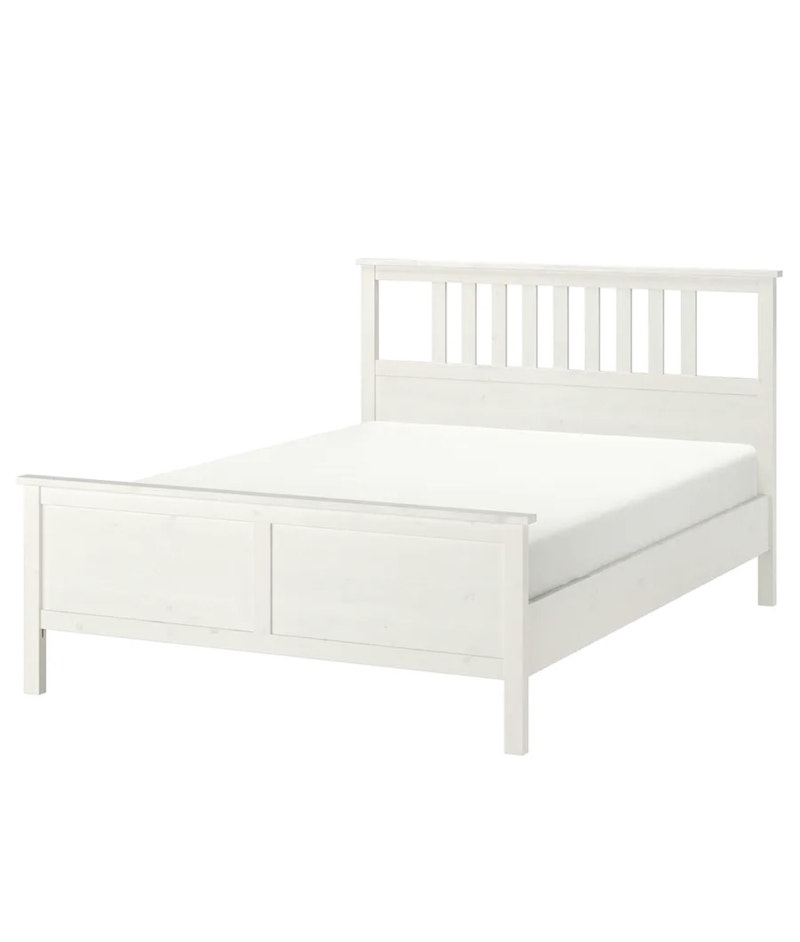 IKEA HEMNES Bed frame, white stain/Luröy, Queen Beds & Mattresses