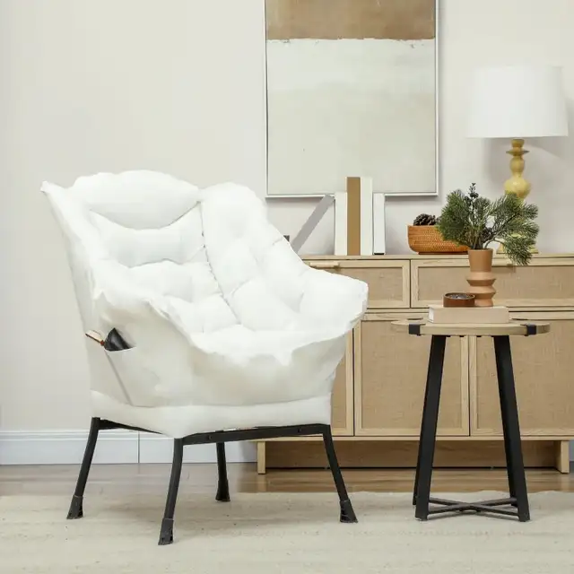 Modern Accent Chair, Armchair with Side Pockets and Solid Steel  in Chairs & Recliners in Markham / York Region - Image 3