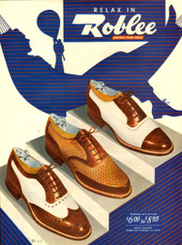 1946 large (10 ¼ x 14) color magazine ad for Roblee Shoes