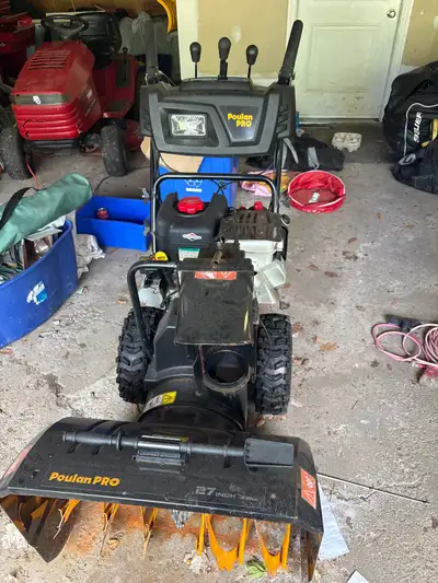 Poulan Pro 27” Two-Stage Snowblower – Runs Well, Drive Needs Rep, View more