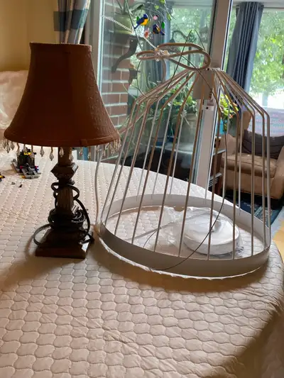 New Hanging Cage Style light fixture and small Lamp, View more