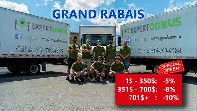 Profitez de notre savoir-faire! ASSURANCE COMPLÈTE !!! À partir de 55 $/h pour une équipe de 2 démén...