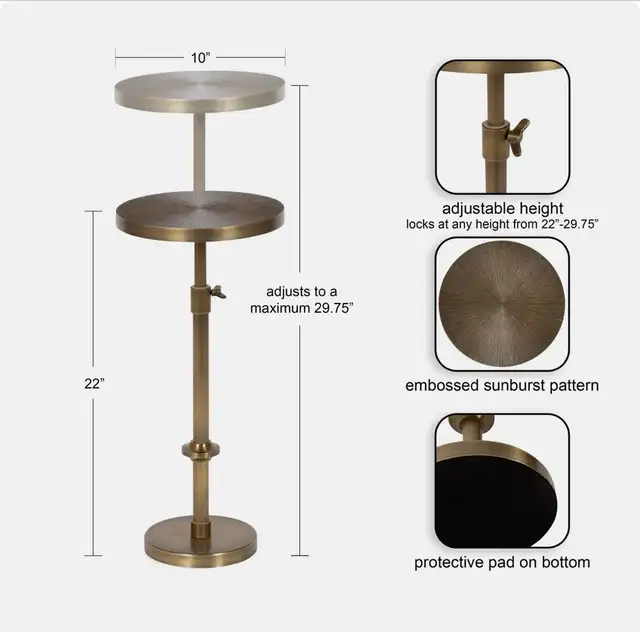 Hansjochen Sunburst Adjustable Accent End Table in Other Tables in Oshawa / Durham Region - Image 3
