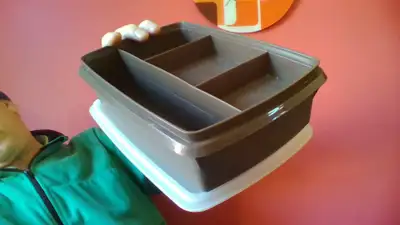 retro TUPPERWARE SEWING or CRAFT BOX made in Canada, View more