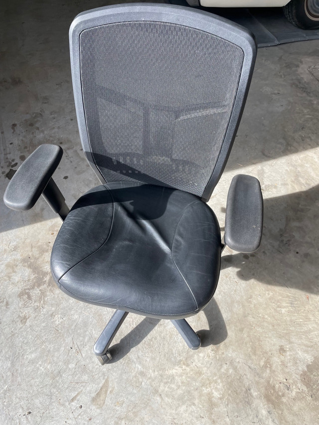 Office chair leather fully adjustable with lumber support  in Chairs & Recliners in St. Albert