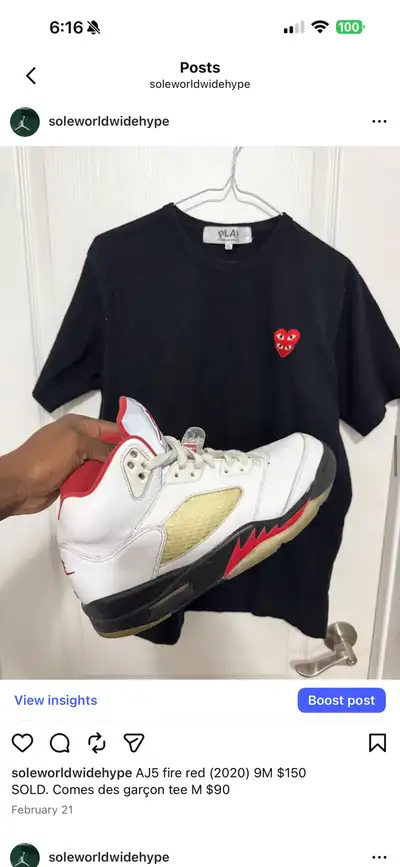 AJ5 fire red (2020) 9M $150 , View more