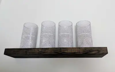 Set of 4 Decorative Lanterns with Wooden Shelf, View more
