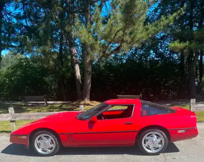 1989 corvette.red on red .auto. Targa Top .All stock. Collector plates. Built sheet . Vintage vehicl...