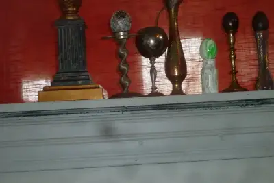 Antique Lamp W / Hand Painted Shade, View more