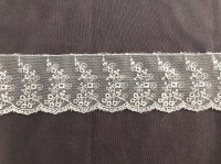 2.17" x 1.5 yds Lace Trim Embroidered Floral White