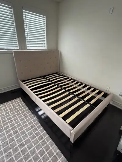 Beige Double Upholstered bed frame, View more