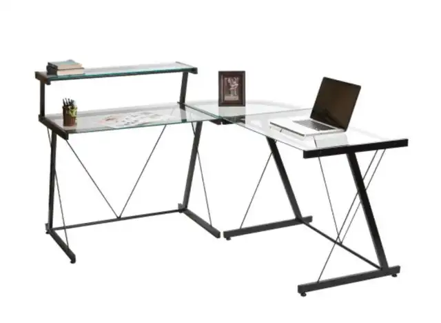 corner glass desk