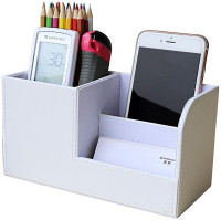 KINGFOM Leatherette Desk Organizer Pen/Pencil/Remote Control