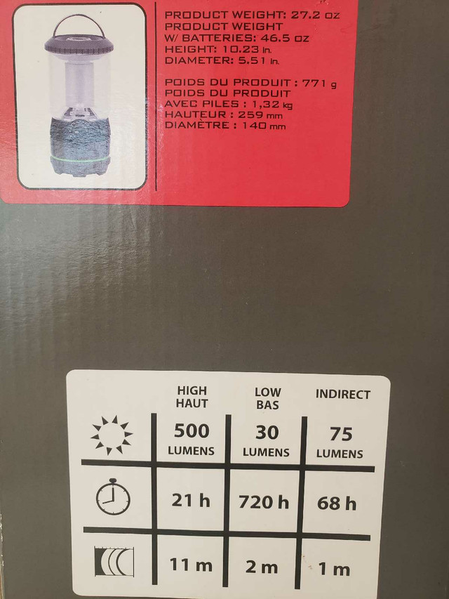 NEW VENTURA 500 LUMENS DELUXE LANTERN 68 HOUR CAMPING LIGHT in Fishing, Camping & Outdoors in Markham / York Region - Image 4