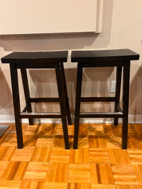 Two Amazon Wood Counter Stools. 29" high