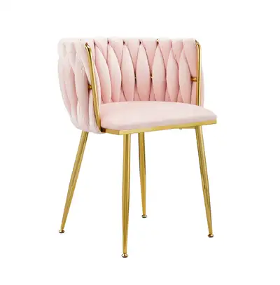 Modern Luxury Velvet Dining Chairs – Pink & Off-White | $150 Eac, View more