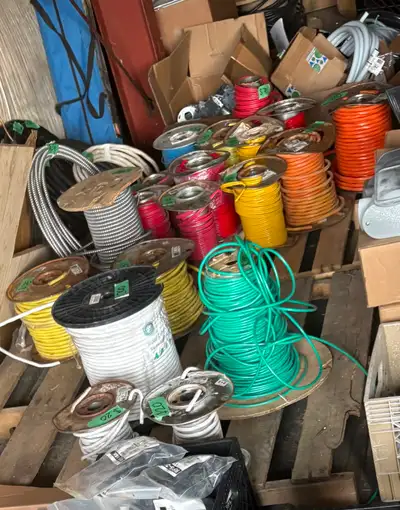 Breakers, wire, connectors / staples / pvc parts / conduit and etc. must sell all! Located in Spring...