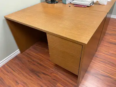 Solid wood deep office desk with drawers, View more
