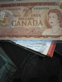 1974 Canada $2 Banknote. Error Note.