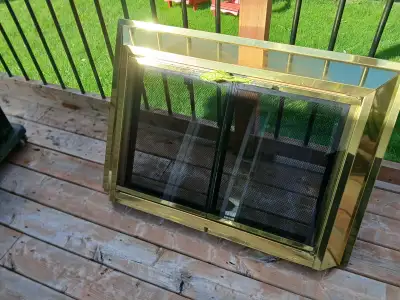 Brass Fireplace door with screen, View more
