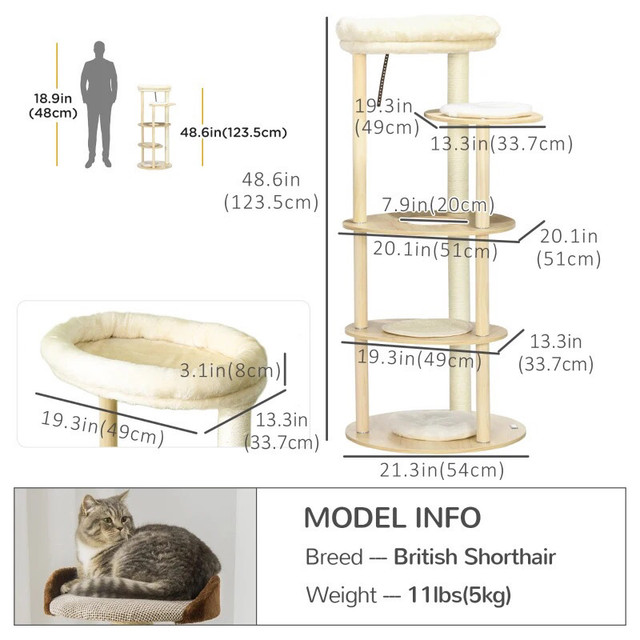 49" Cat Tree Multi-Level Kitty Tower in Accessories in Markham / York Region - Image 2