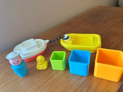 Vintage 1978 Fisher-Price Tub Tug and Barge set with Sailor, View more
