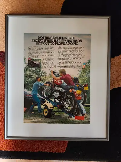 23 09 07 sTON h77 Harley-Davidson 1977 Original Print Ad "Nothing in Life is Free." Selling original...