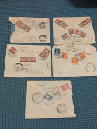 Five 1930s Greek stamped covers mailed to Edmonton