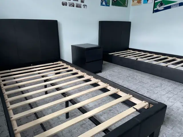 BNIB Plain black leather platform bed all sizes available  in Beds & Mattresses in Chilliwack - Image 4