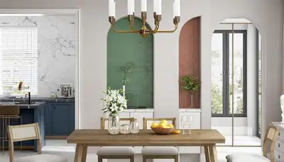 5-Piece Retro Farmhouse Style Dining Table Set(Natural Wood Wash, View more