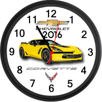 2016 Chevy Corvette Z06 (Racing Yellow) Custom Wall Clock - New