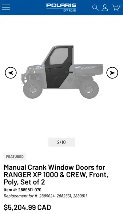 Full cab system for a 2018-2026 Polaris Ranger XP (Fits gas and Kenetic models) I have all parts nee...