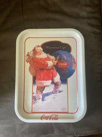 Coca-Cola 1943 vintage metal Christmas Santa tray